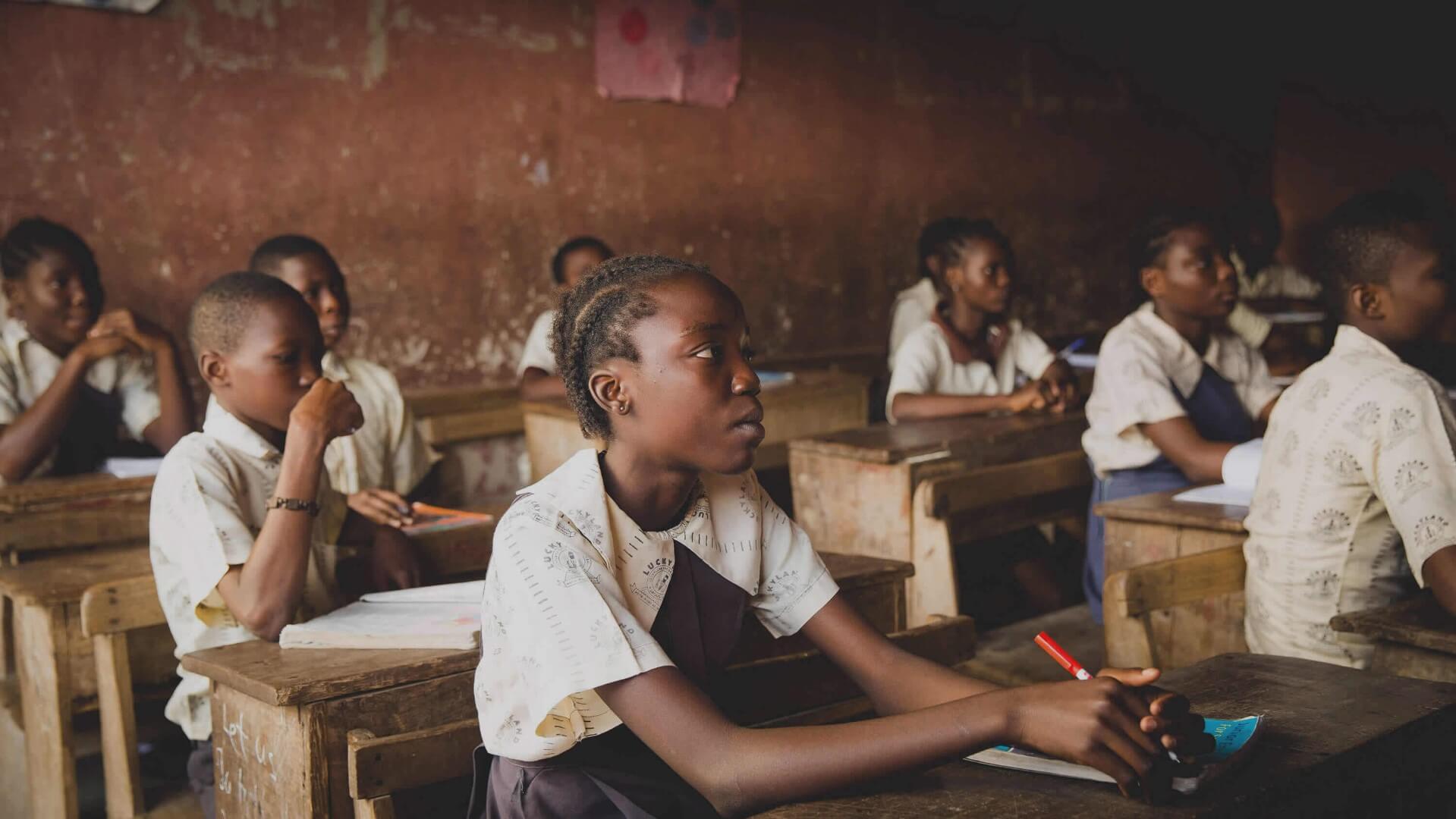 Students in class in rural Uganda.